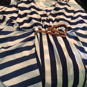 Blue and White Striped Butterfly wing dress